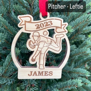 Baseball Pitcher 2024 Christmas Ornament Baseball Player Christmas Ornament Personalized Baseball Ornament 2024 Christmas Pitcher - Leftie