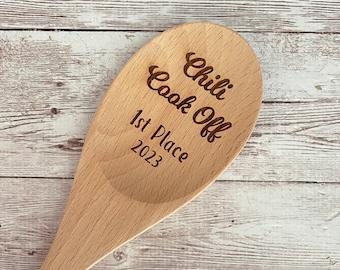 Custom Mixing Spoon |  Chili Cook Off Kitchen Spoon | Chili Party Gift | Engraved Wood Mixing Spoon