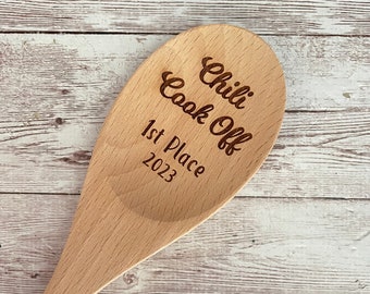 Custom Mixing Spoon |  Chili Cook Off Kitchen Spoon | Chili Party Gift | Engraved Wood Mixing Spoon