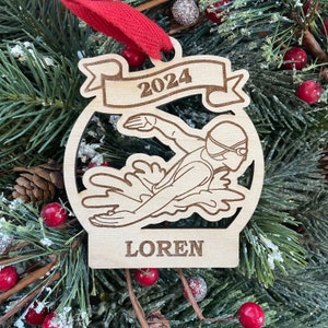 Swimming 2025 Girl Swimmer Christmas Ornament | Personalized Swim Ornament  | 2025 Christmas