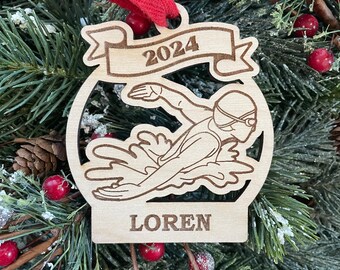 Swimming 2025 Girl Swimmer Christmas Ornament | Personalized Swim Ornament  | 2025 Christmas