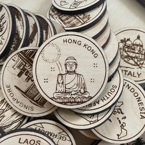 Jeton ou aimant de voyage à Hong Kong | Jetons de collection pour l'état, la ville, le monument, les parcs nationaux ou le pays du bois | Jeton de suivi de voyage