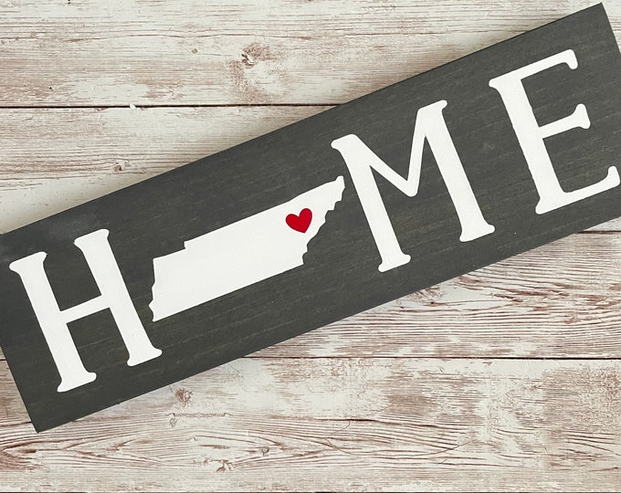 Tennessee Home State Wood Sign | Housewarming | Gallery Wall Decor | 3 sizes Available 3.5” x 12”, 5.5 x 18” and 9 x 32” Sign