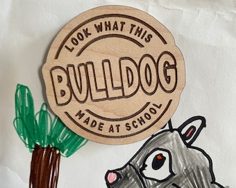 School Mascot Artwork Magnet: Engraved Wood Fridge Art Display