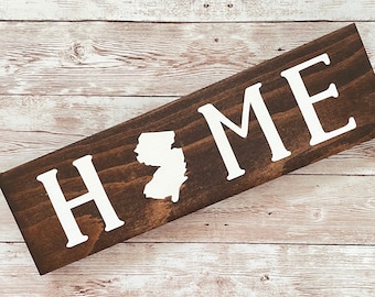 New Jersey Home State Wood Sign | Housewarming | Gallery Wall Decor | 3 sizes Available 3.5” x 12”, 5.5 x 18” and 9 x 32” Sign