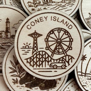 Jeton ou aimant de voyage de Coney Island | Jetons de collection pour l'état, la ville, le monument, les parcs nationaux ou le pays du bois | Jeton de suivi de voyage
