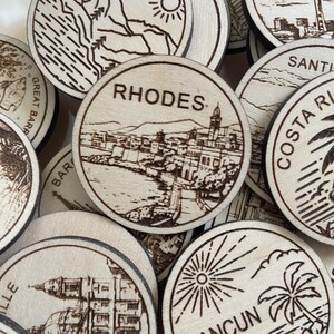 Jeton ou aimant de voyage à Rhodes | Jetons de collection pour l'état, la ville, le monument, les parcs nationaux ou le pays du bois | Jeton de suivi de voyage
