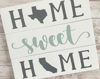Wisconsin Home State Print Personalized State Burlap Linen or Cotton Sign Home Sweet Home State Outline Sign Housewarming Gift