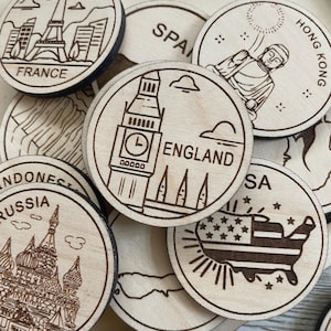 Jeton ou aimant de voyage en Angleterre | Jetons de collection pour l'état, la ville, le monument, les parcs nationaux ou le pays du bois | Jeton de suivi de voyage