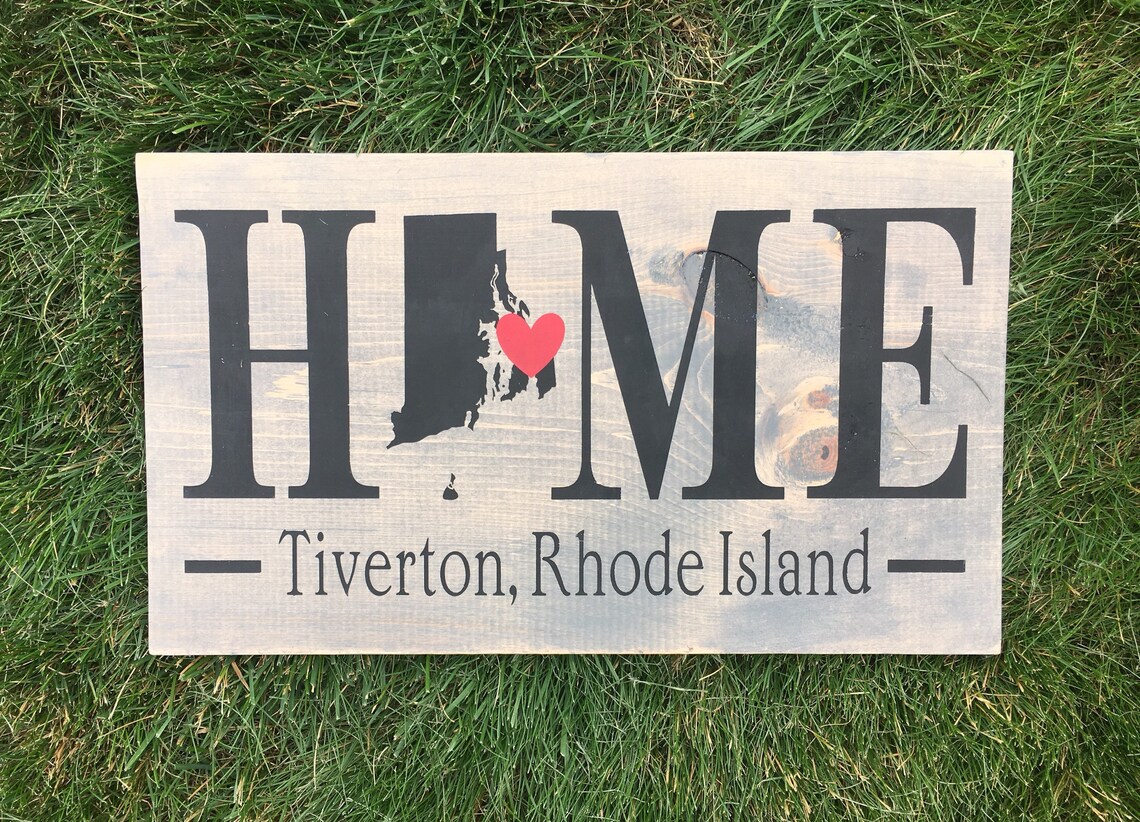Rhode Island RI Home Sign customized with town name 2 Etsy
