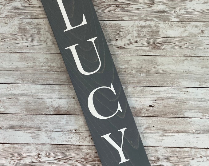 Vertical Name or Town Name Sign | Custom gallery wall sign | Housewarming Gift Idea | Thin Vertical Sign | Vertical Last Name Sign