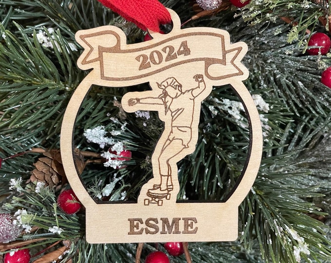 Skateboard Girl 2025 Ornament | Skater Christmas Ornament | Personalized Skateboarding Ornament  | 2025 Christmas