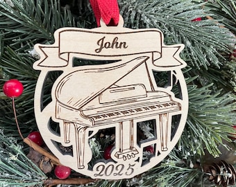 Piano 2026 Christmas Ornament | Personalized Piano Instrument Ornament  | 2025 Christmas