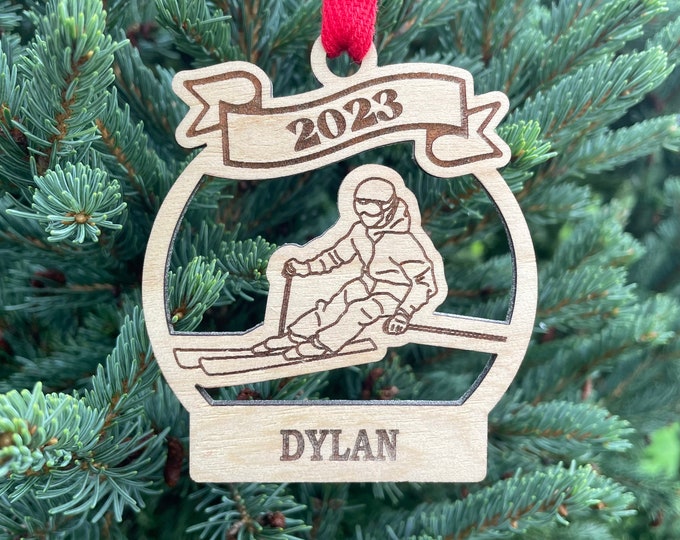Skiing 2024 Ornament | Skier Christmas Ornament | Personalized Ski Ornament  | 2024 Christmas