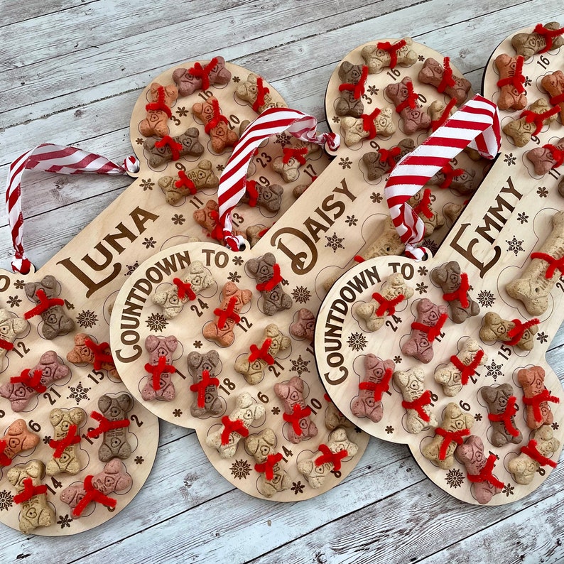 Personalized Dog Santa Treat Countdown to Santa Paws Dog Advent Calendar Custom Santa Paws Puppy Bone Treat Holder afbeelding 5