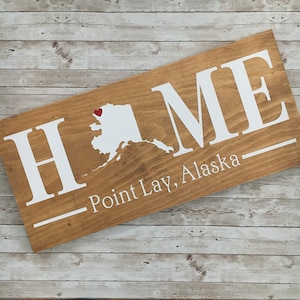 Custom Alaska Home State Sign: Personalized Town Name, New Home Gift