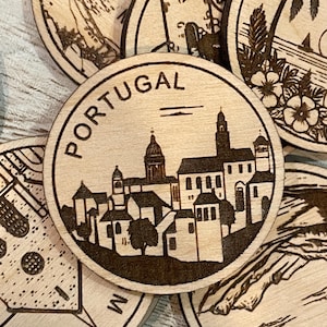 Jeton ou aimant de voyage au Portugal | Jetons de collection pour l'état, la ville, le monument, les parcs nationaux ou le pays du bois | Jeton de suivi de voyage