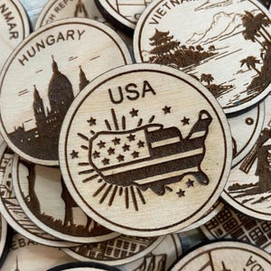 Jeton ou aimant de voyage aux Etats-Unis | Jetons de collection pour l'état, la ville, le monument, les parcs nationaux ou le pays du bois | Jeton de suivi de voyage