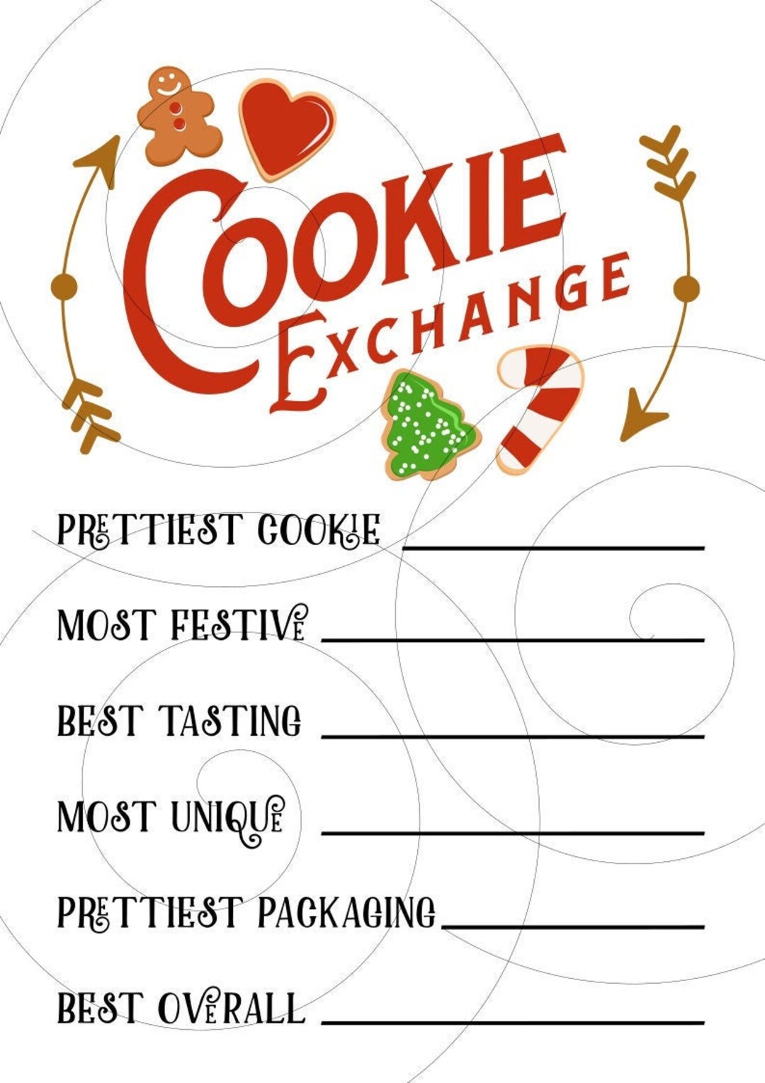 DIGITAL DOWNLOAD Printable Cookie Exchange Ballot Cookie - Etsy