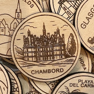 Jeton de voyage ou aimant de Chambord France | Jetons de collection pour l'état, la ville, le monument, les parcs nationaux ou le pays du bois | Jeton de suivi de voyage