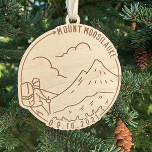 Mount Moosilauke & Date Ornament | NH Hiker Ornament | New Hampshire Mountains | Hiking Souvenir | Hiking Gift Idea