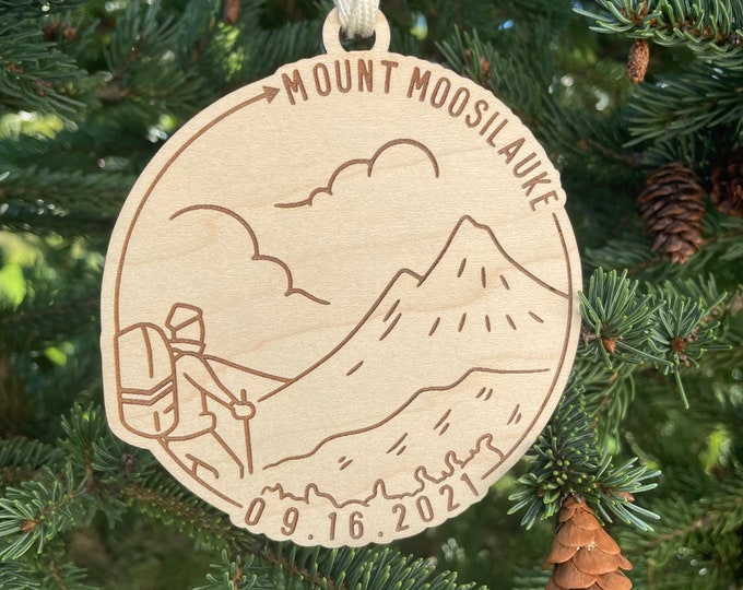 Mount Moosilauke & Date Ornament | NH Hiker Ornament | New Hampshire Mountains | Hiking Souvenir | Hiking Gift Idea