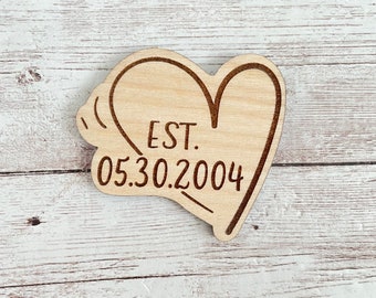 2.5” inch Couple Heart Established Date strong hold magnet | Anniversary Magnet | Couple Gift Idea | Love Magnet | Multi Options Available