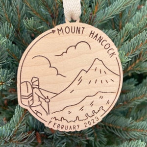 Custom Mountain Name & Date Ornament | NH Hiker Ornament | New Hampshire Mountains | Hiking Souvenir | Hiking Gift Idea