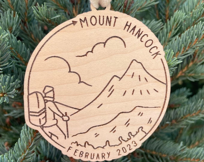 Custom Mountain Name & Date Ornament | NH Hiker Ornament | New Hampshire Mountains | Hiking Souvenir | Hiking Gift Idea