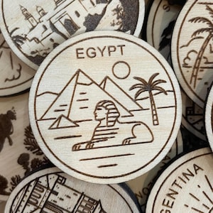 Jeton ou aimant de voyage en Egypte | Jetons de collection pour l'état, la ville, le monument, les parcs nationaux ou le pays du bois | Jeton de suivi de voyage