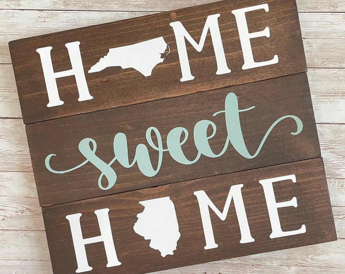 North Carolina to Illinois State Sign | Two State Home Sign | New Home Gift idea | Housewarming Gift Idea | 2 State Sign | Moving away gift