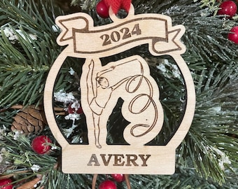 Personalized Gymnastics Ornament 2025: Engraved Wood Gymnast Christmas Ornament