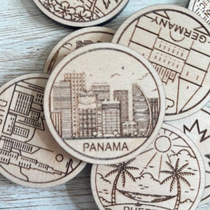 Jeton ou aimant de voyage au Panama | Jetons de collection pour l'état, la ville, le monument, les parcs nationaux ou le pays du bois | Jeton de suivi de voyage