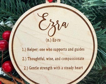 Ezra Name Definition Ornament or Sign or Magnet | Name Meaning Gift | 2026 Baby Shower Gift | Name Meaning Ornament | Baby Shower Gift Tag