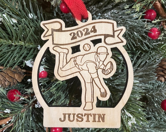 Baseball Pitcher 2025 Christmas Ornament | Baseball Player Christmas Ornament | Personalized Baseball Ornament  | 2025 Christmas
