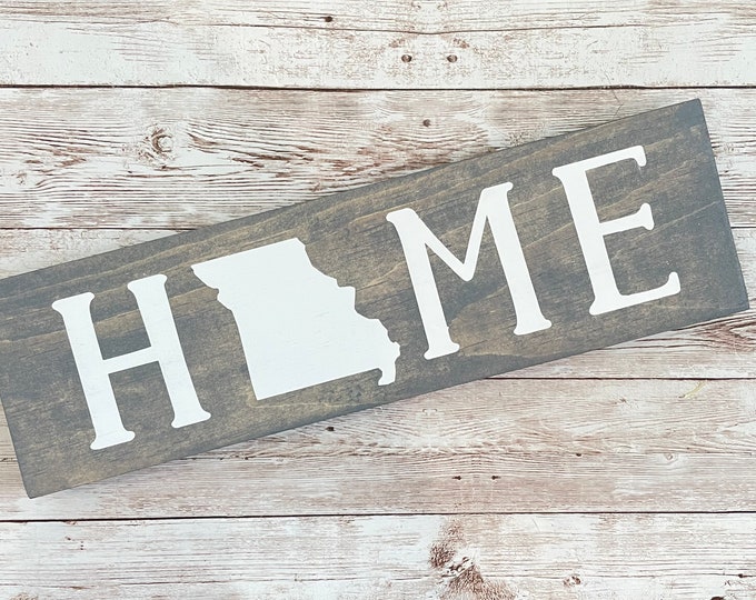 Missouri Home State Wood Sign | Housewarming | Gallery Wall Decor | 3 sizes Available 3.5” x 12”, 5.5 x 18” and 9 x 32” Sign