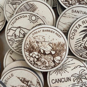 Jeton ou aimant de voyage de la Grande barrière de corail | Jetons de collection pour l'état, la ville, le monument, les parcs nationaux ou le pays du bois | Jeton de suivi de voyage