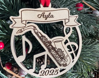 Saxophone 2025 Christmas Ornament | Personalized Saxophonist Ornament  | 2025 Christmas