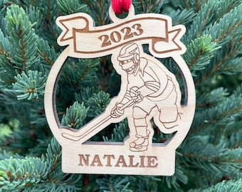 Hockey Girl Player or Goalie 2025 Christmas Ornament | Personalized Hockey Player Ornament | 2025 Christmas