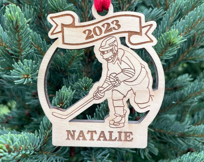 Hockey Girl Player or Goalie 2024 Christmas Ornament | Personalized Hockey Player Ornament | 2024 Christmas