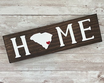 South Carolina Home State Wood Sign | Housewarming | Gallery Wall Decor | 3 sizes Available 3.5” x 12”, 5.5 x 18” and 9 x 32” Sign