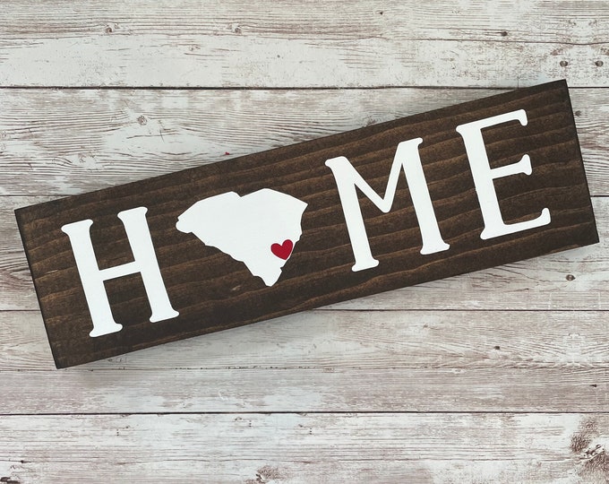 South Carolina Home State Wood Sign | Housewarming | Gallery Wall Decor | 3 sizes Available 3.5” x 12”, 5.5 x 18” and 9 x 32” Sign