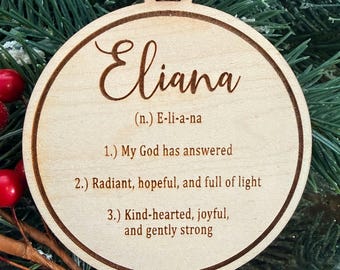 Eliana Name Definition Ornament or Sign or Magnet | Name Meaning Gift | 2026 Baby Shower Gift | Name Meaning Ornament | Baby Shower Gift Tag