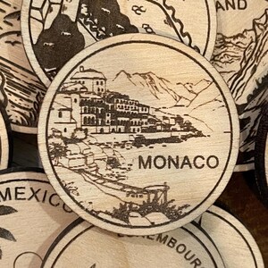 jeton ou aimant de voyage à Monaco | Jetons de collection pour l'état, la ville, le monument, les parcs nationaux ou le pays du bois | Jeton de suivi de voyage