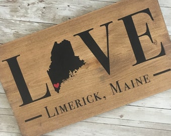 LOVE wood state sign | 2 sizes available | Customized with couple name or town name + dates | wedding gift