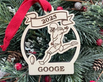 Football Kicker 2025 Christmas Ornament | Personalized Right Foot Kicker Football Ornament | Football Left Footed Kicker Team Ornament