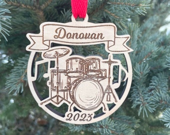 Trommels 2024 Kerstornament | Drumstelornament | Gepersonaliseerde drummerornament | Kerstmis 2024