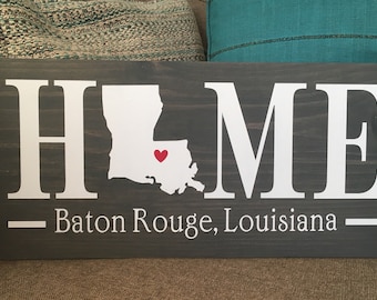 Louisiana (LA) Home State wood sign | 2 sizes available |Customized with Louisiana town name | Louisiana Home Decor