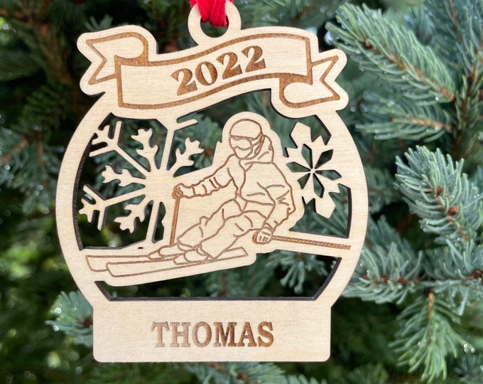 Skiing 2022 Ornament | Skier Christmas Ornament | Personalized Ski Ornament  | 2022 Christmas