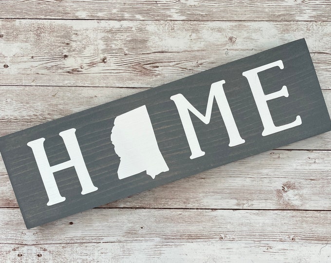 Mississippi Home State Wood Sign | Housewarming | Gallery Wall Decor | 3 sizes Available 3.5” x 12”, 5.5 x 18” and 9 x 32” Sign